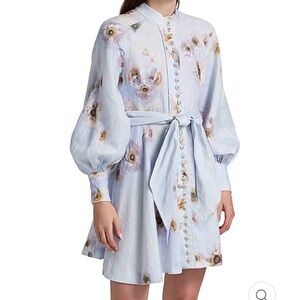 Zimmermann Light Blue Floral Mini Dress